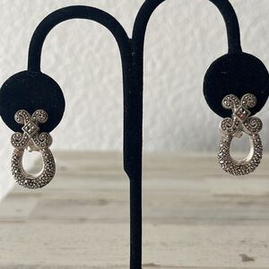 Beautiful Judith Jack Silver Marcasite Door Knocker Earrings.